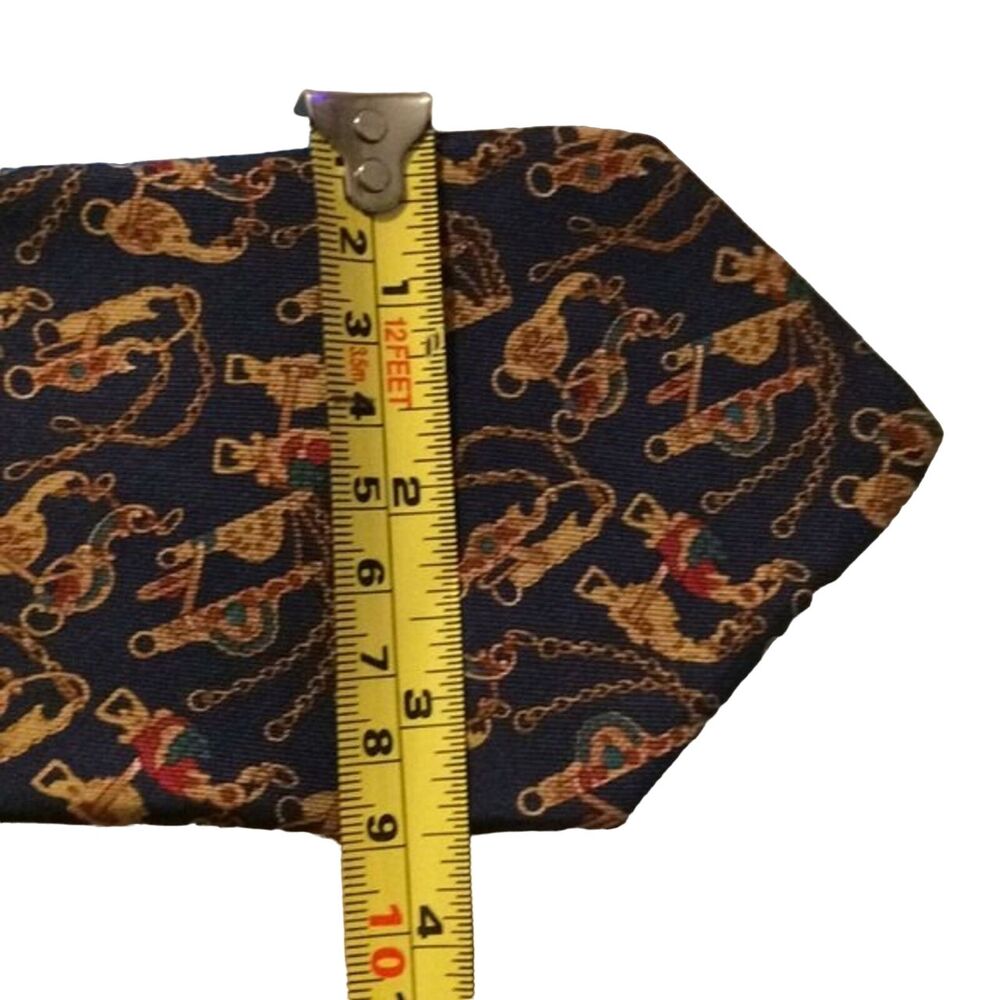 Salvatore Ferragamo Blue Gold Horse Bit Silk Tie Made in Italy Designer Preppy - Picture 9 of 10